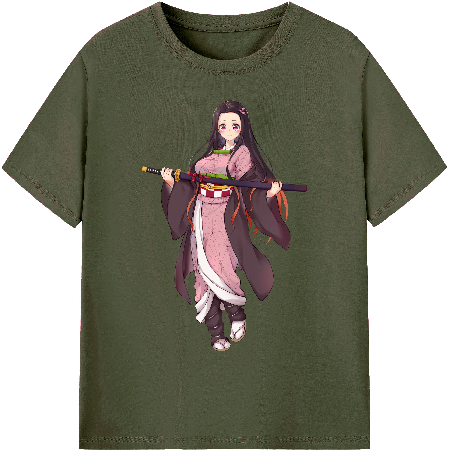 （画像用） 鬼滅の刃（きめつのやいば）竈門 禰󠄀豆子／かまど ねずこ Kamado Nezuko 綿100％ メンズ半袖Tシャツ｜肌触りやわらか＆通気性
